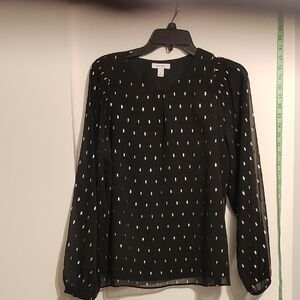 H&M Black Blouse with Cream Accents